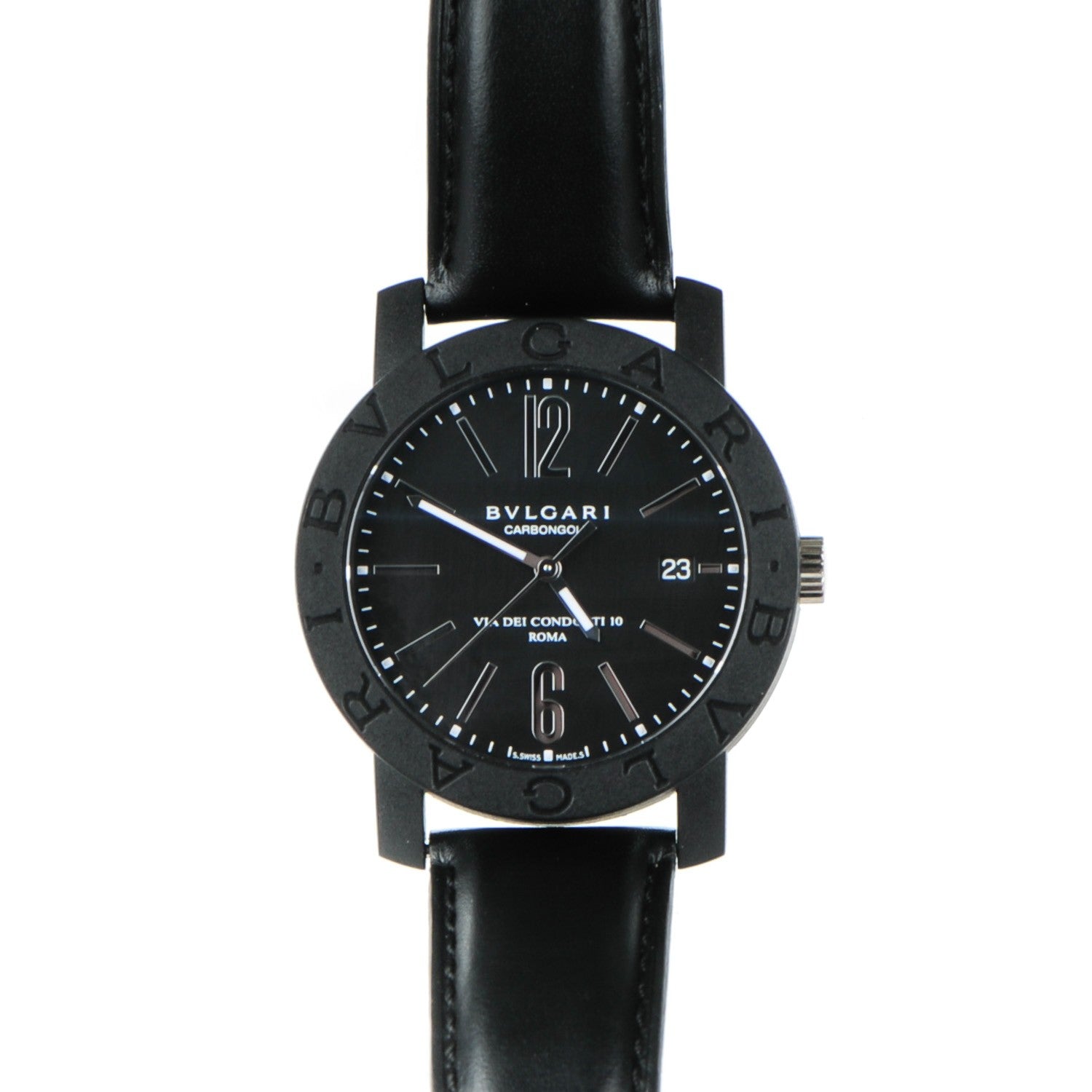 Bulgari Carbon Calfskin 40mm Carbongold Automatic Watch Black 1 of 12