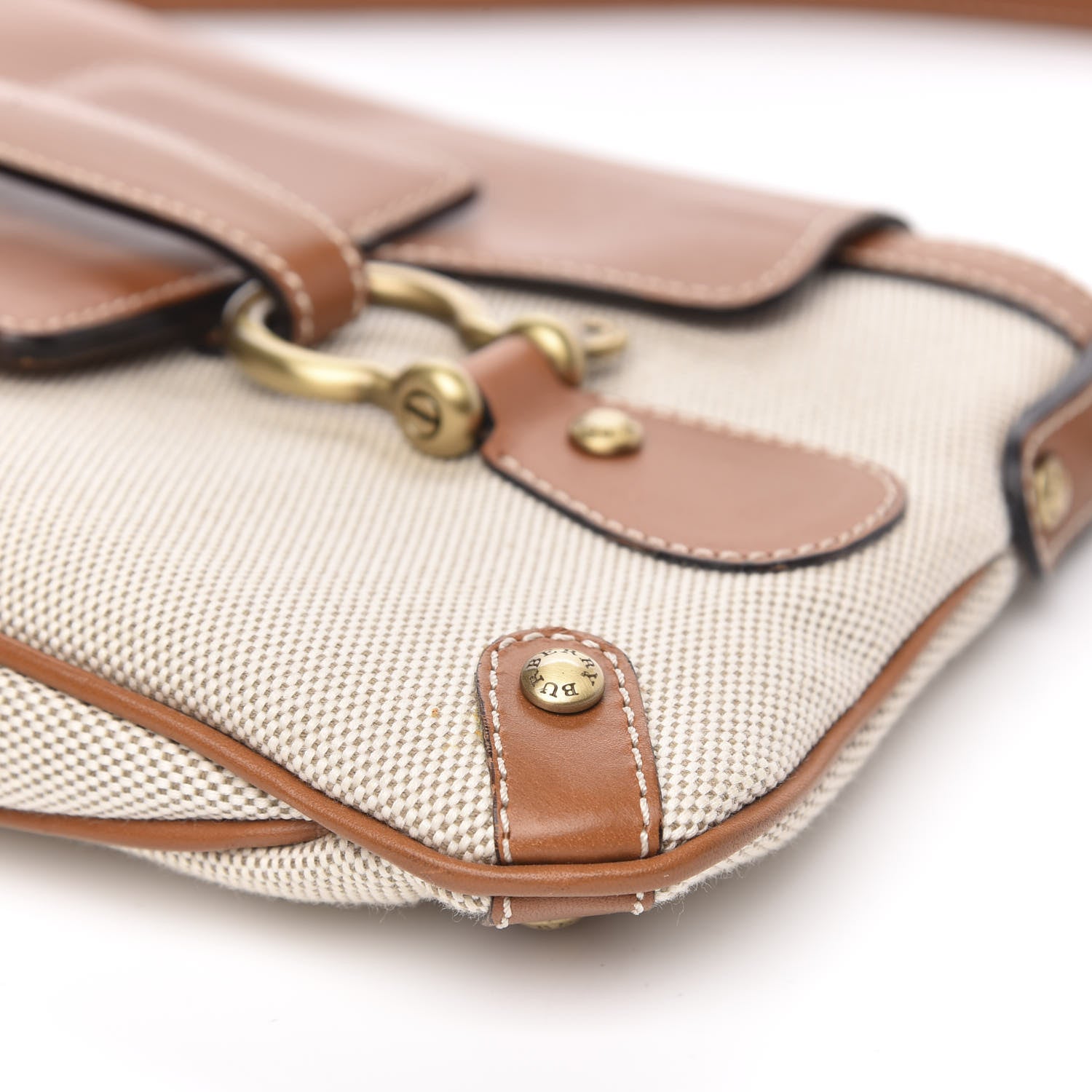 Burberry Canvas Smooth Calfskin Shoulder Bag Natural Brown 9 of 10