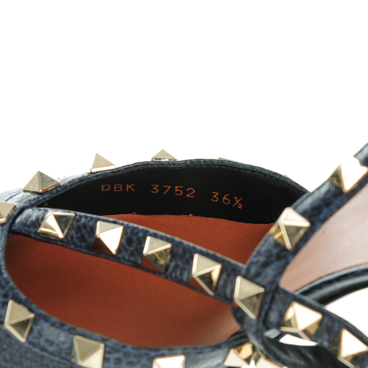 Valentino Garavani Pebbled Calfskin Rockstud Ankle Strap 65mm Pumps 36.5 Deep Denim 7 of 7
