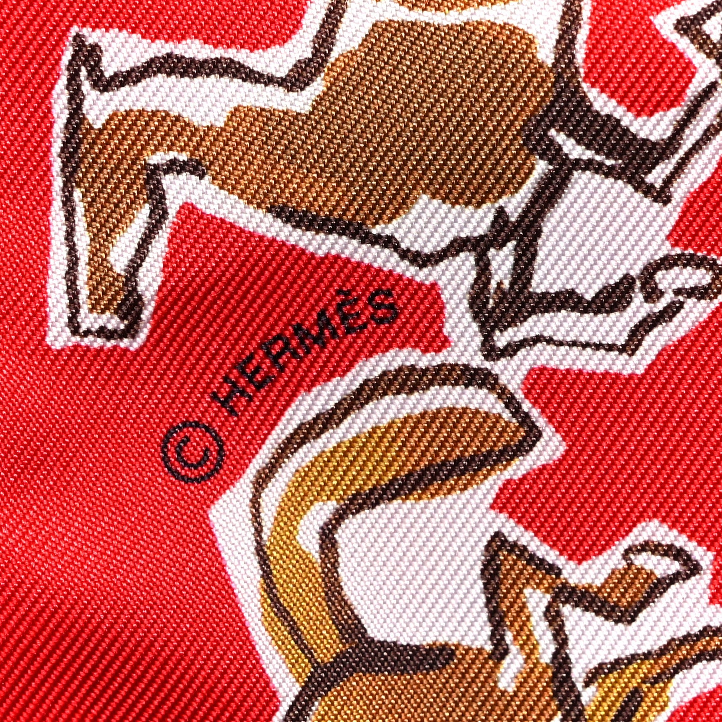 Silk Chevaux En Liberte Twilly Rouge Caramel White