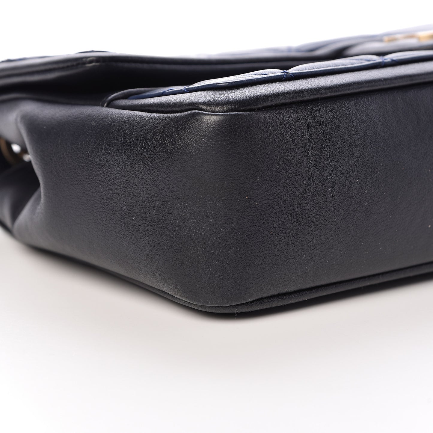 Lambskin Quilted Medium Graphic Flap Navy Black