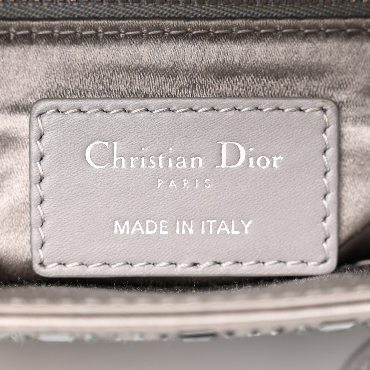 Satin Crystal Cannage Mini Lady Dior Gray