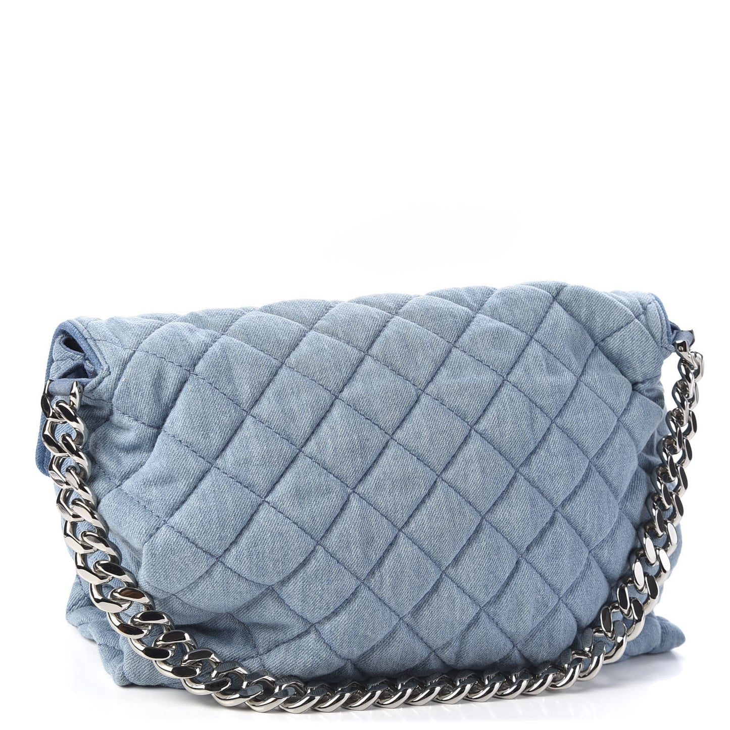 Eco Denim Quilted Large Beckett Shoulder Bag Blue