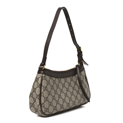 Gucci GG Supreme Monogram Textured Dollar Calfskin Small Ophidia Hobo Beige Ebony New Acero 3 of 10