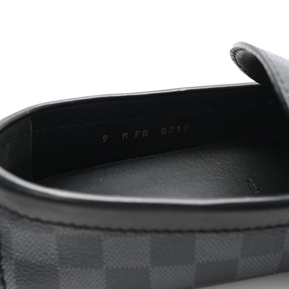 Louis Vuitton Mens Damier Graphite Hockenheim Moccasin Loafers 9 Onyx 9 of 9