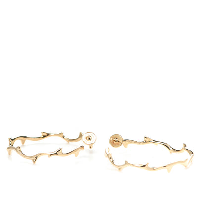 Christian Dior 18K Yellow Gold Large Bois de Rose Hoop Earrings 3 of 5