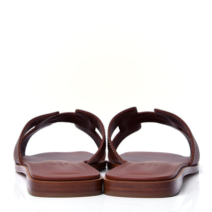 Hermes Box Calfskin Oran Sandals 38 Gold 6 of 9