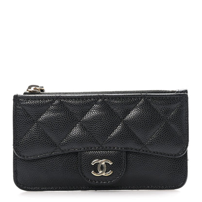 Chanel Caviar Quilted Flap Zip Card Holder Black 1 of 9