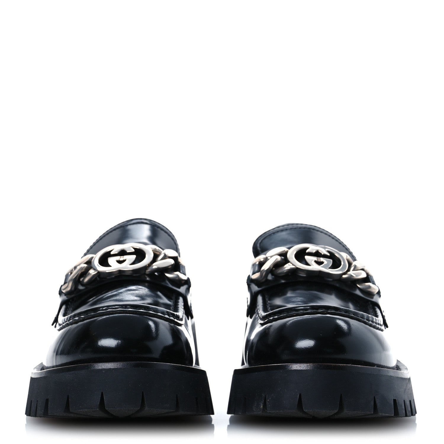 Gucci Cordovan Lux Mens Jeanne Platform Lug Sole 30/45mm Loafers 9 Black 3 of 12