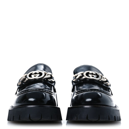 Gucci Cordovan Lux Mens Jeanne Platform Lug Sole 30/45mm Loafers 9 Black 3 of 12