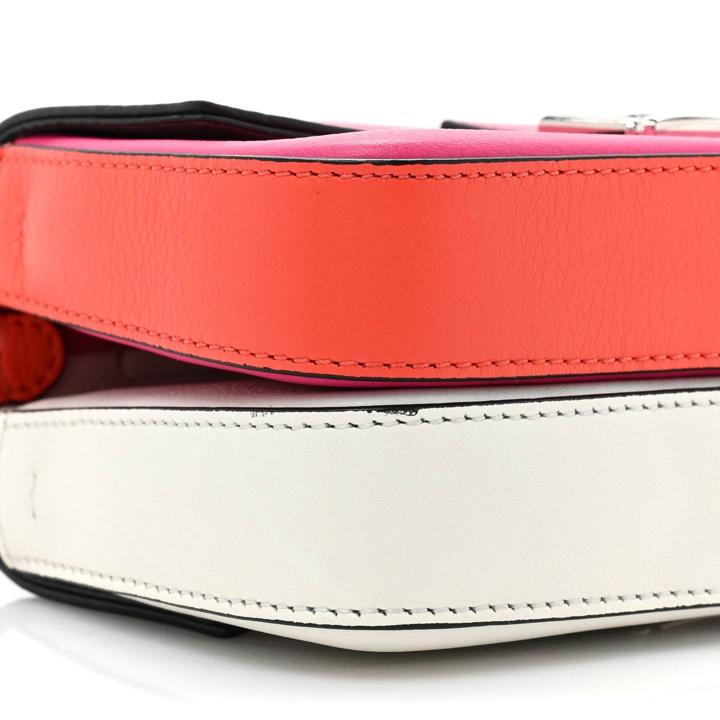 Vitello Dolce Nappa Flowerland Tri-Color Micro Double Baguette Fuxia White Ice Papavero