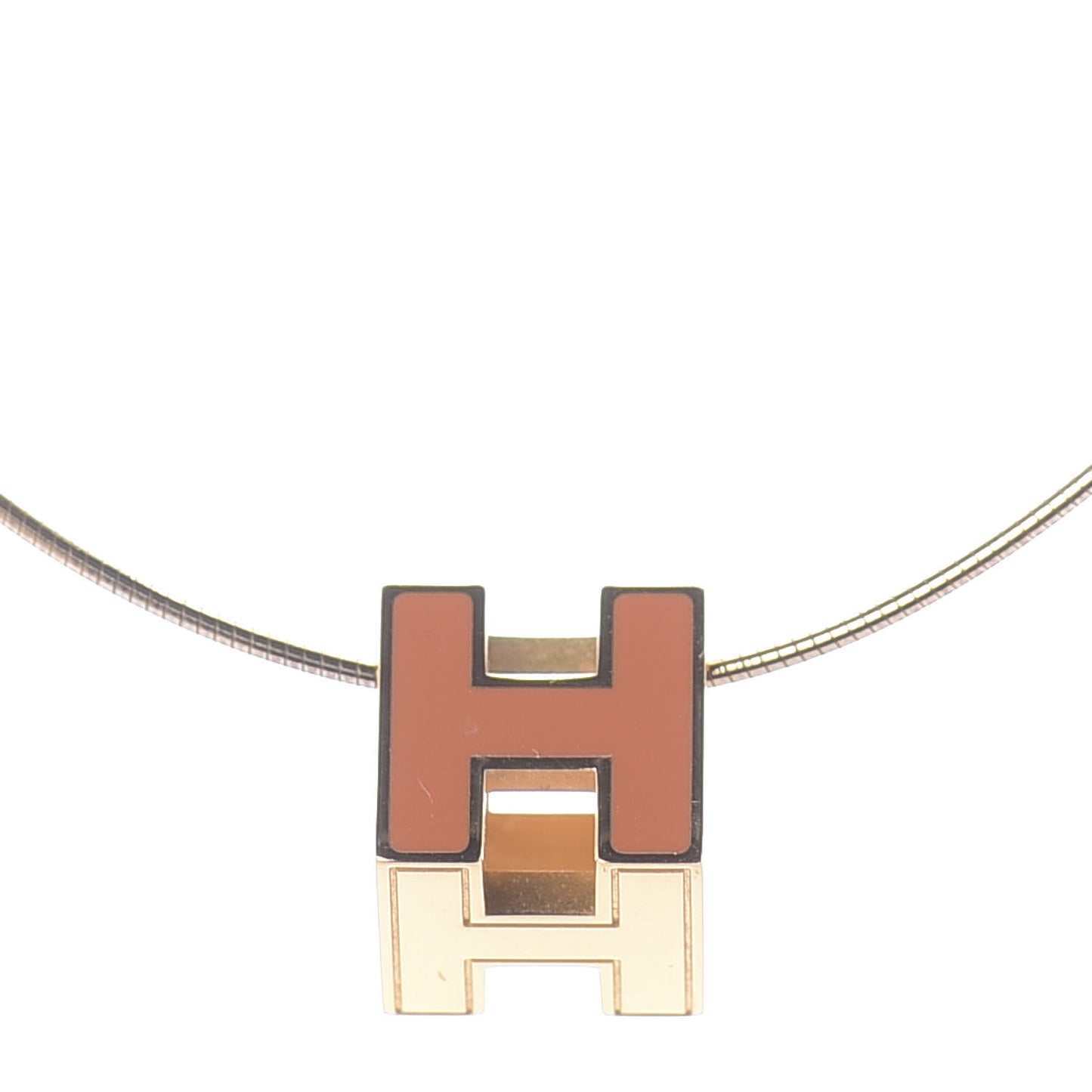 Gold Cage d'H Pendant Necklace Orange