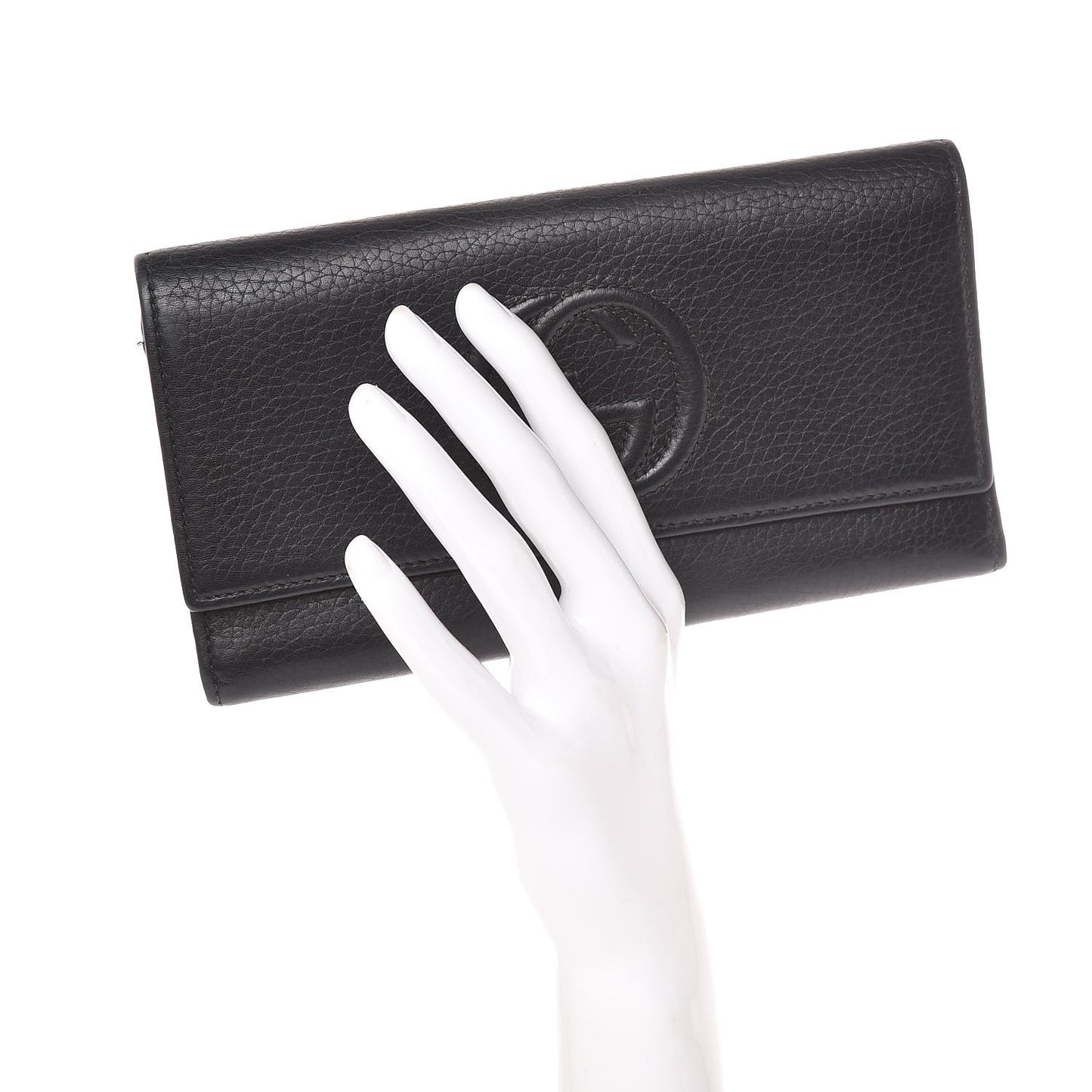 Pebbled Calfskin Large Soho Continental Wallet Black
