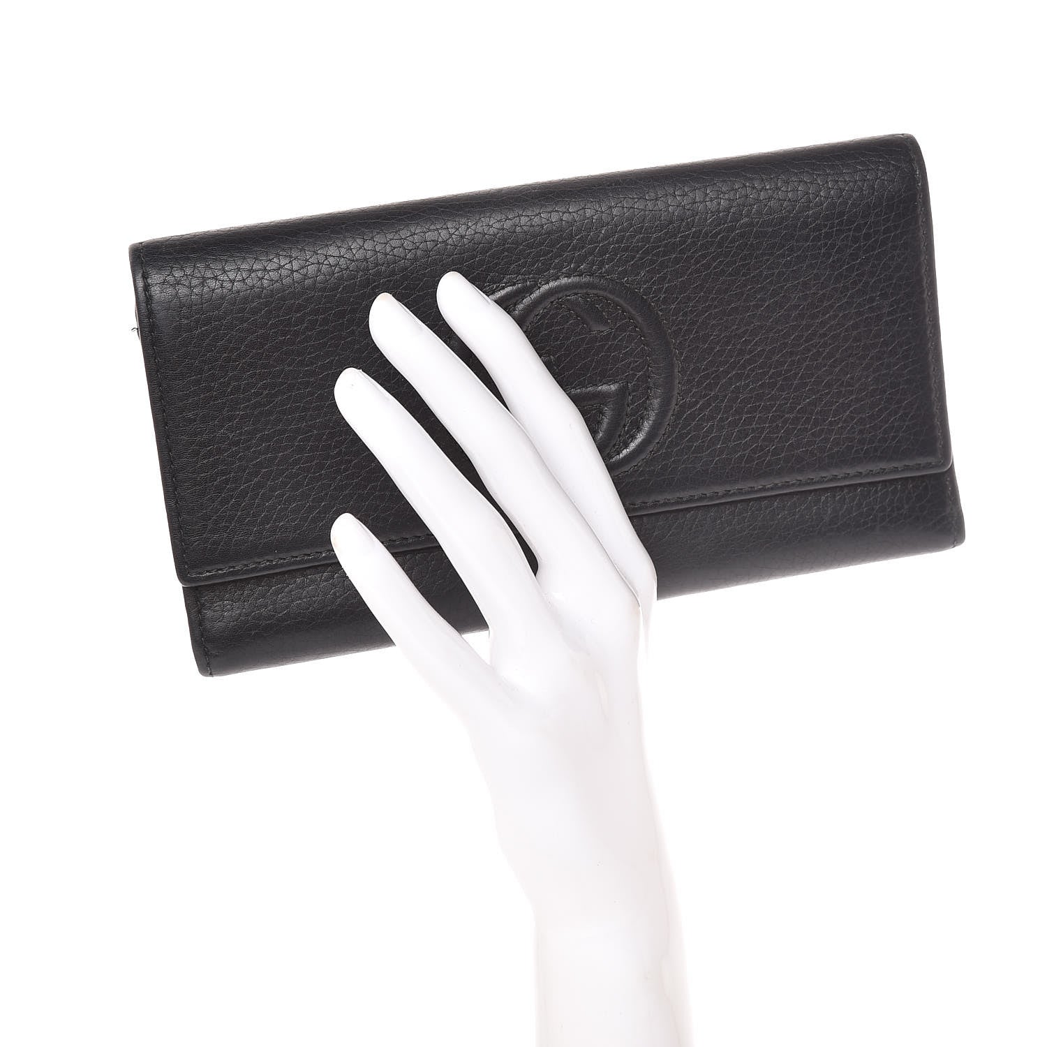 Gucci Pebbled Calfskin Large Soho Continental Wallet Black 2 of 10
