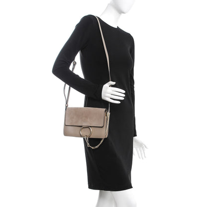 Chloe Suede Calfskin Small Faye Shoulder Bag Motty Grey 2 of 7
