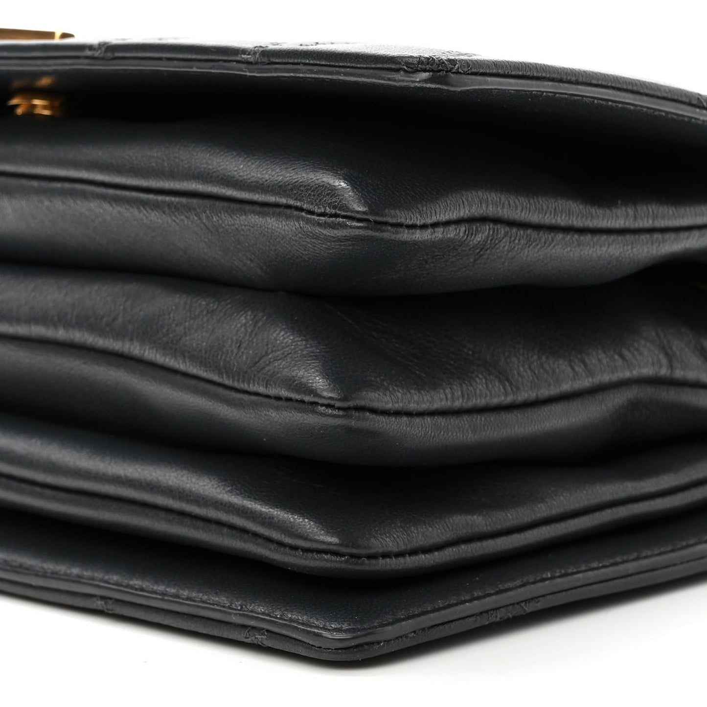 Lambskin Diamond Quilted Monogram Angie Chain Bag Dark Smog