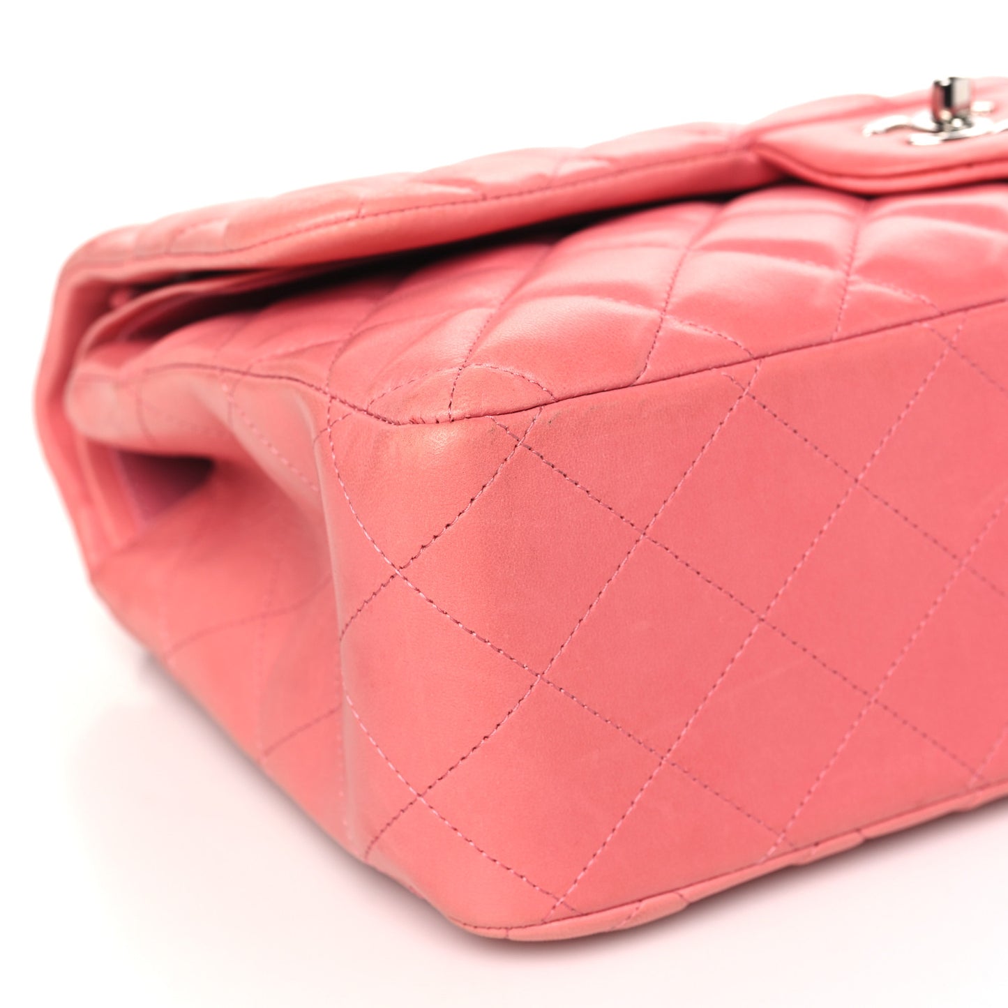 Lambskin Quilted Jumbo Double Flap Pink