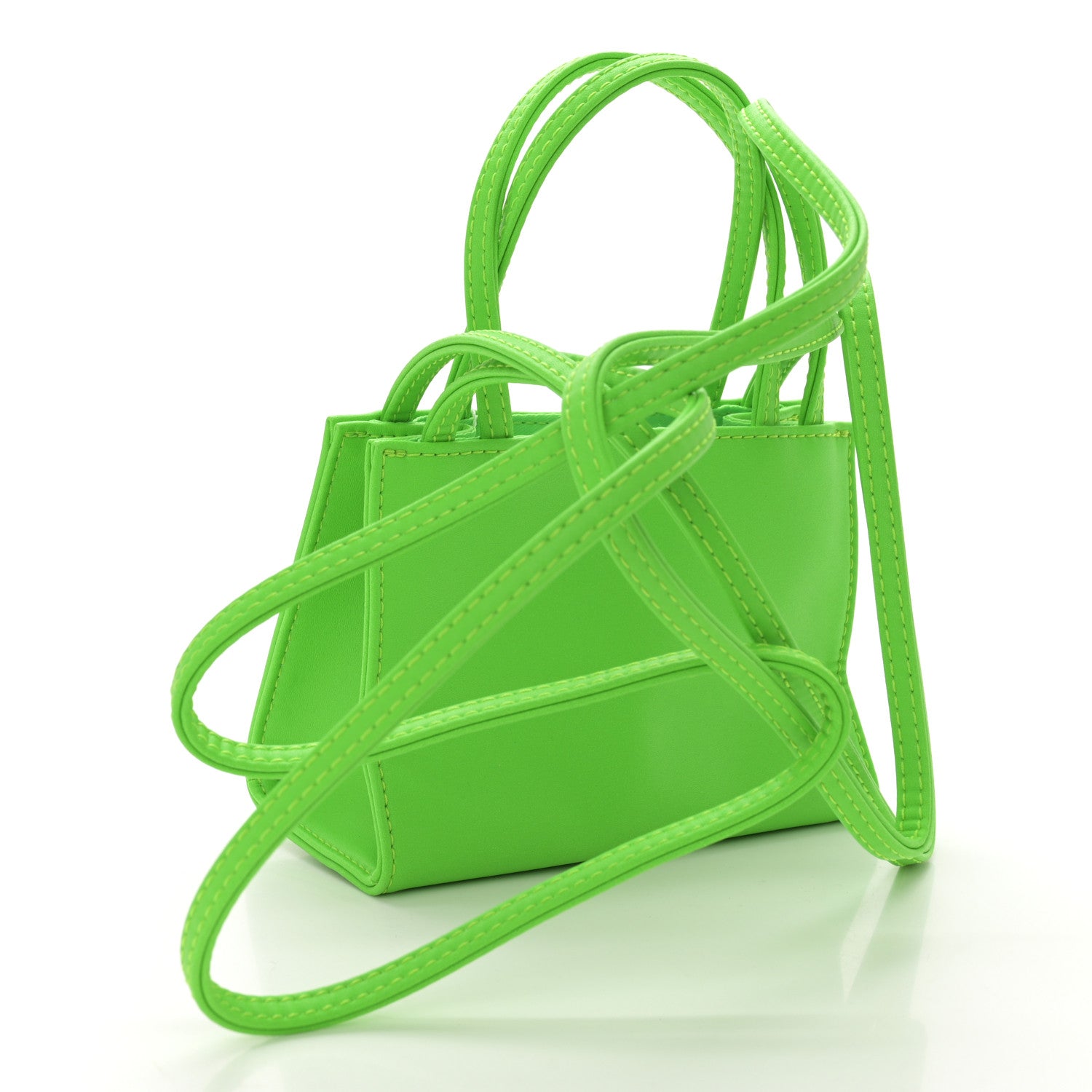Telfar Vegan Leather Small Shopping Bag Highlighter Green 3 of 9
