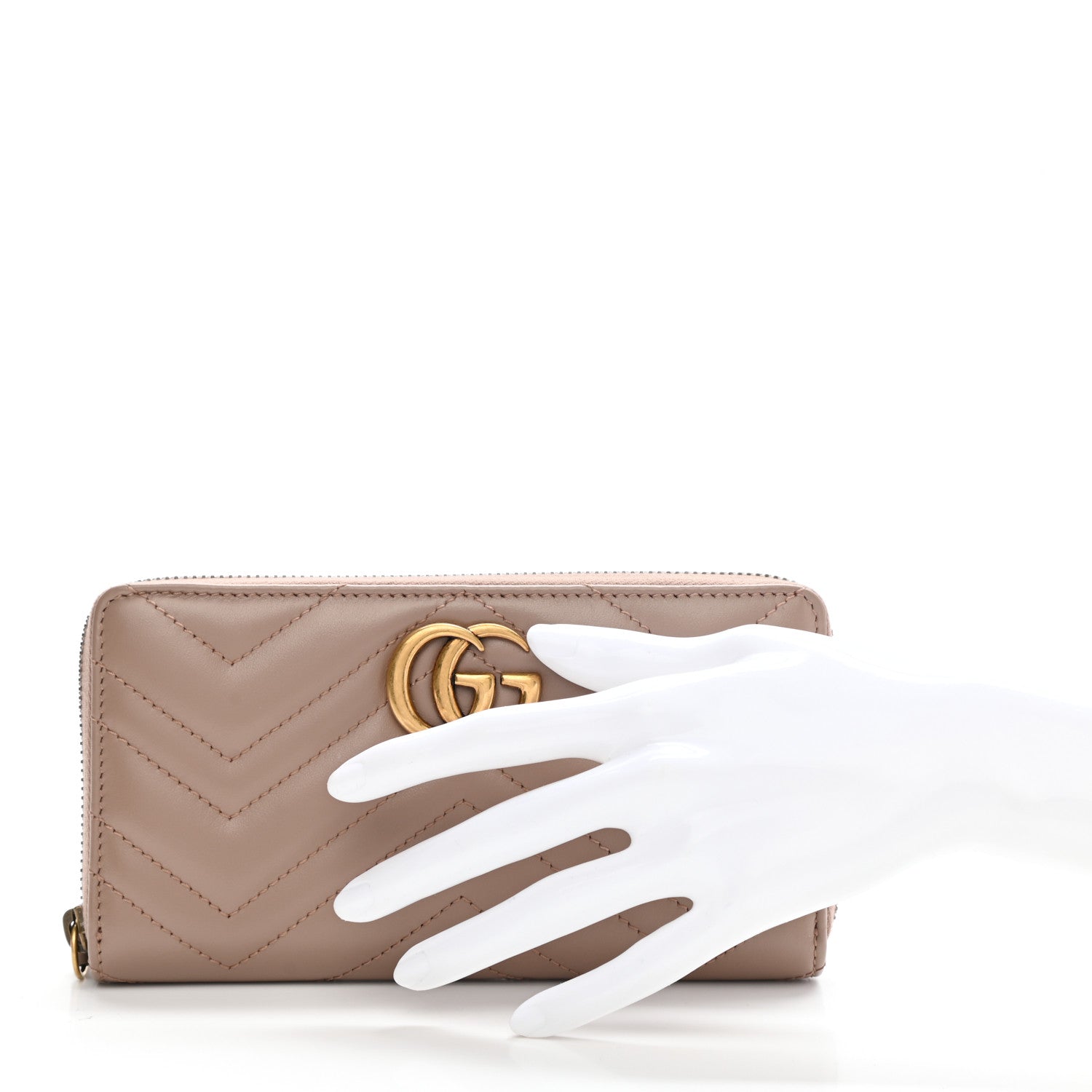 Gucci Calfskin Matelasse GG Marmont Zip Around Wallet Porcelain Rose 2 of 10