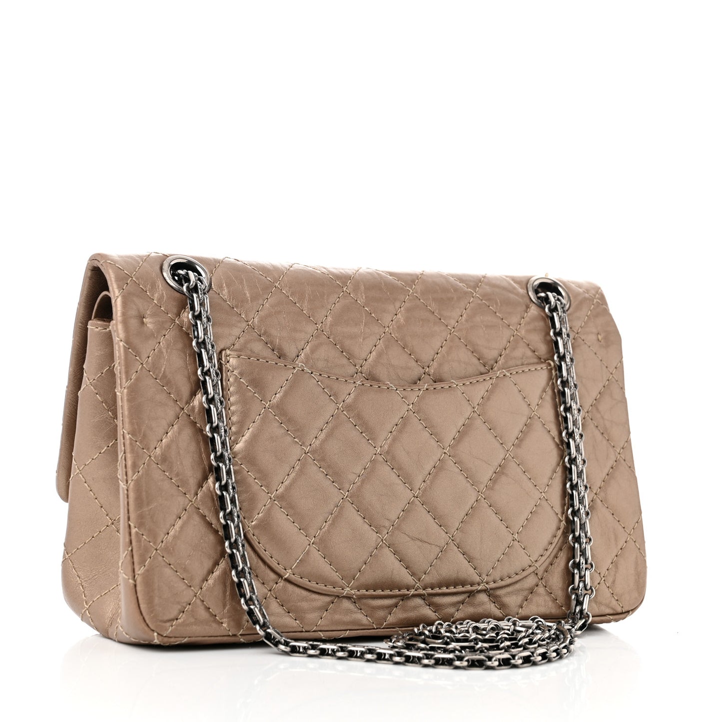 Metallic Aged Calfskin Quilted 2.55 Reissue 225 Flap Dark Gold