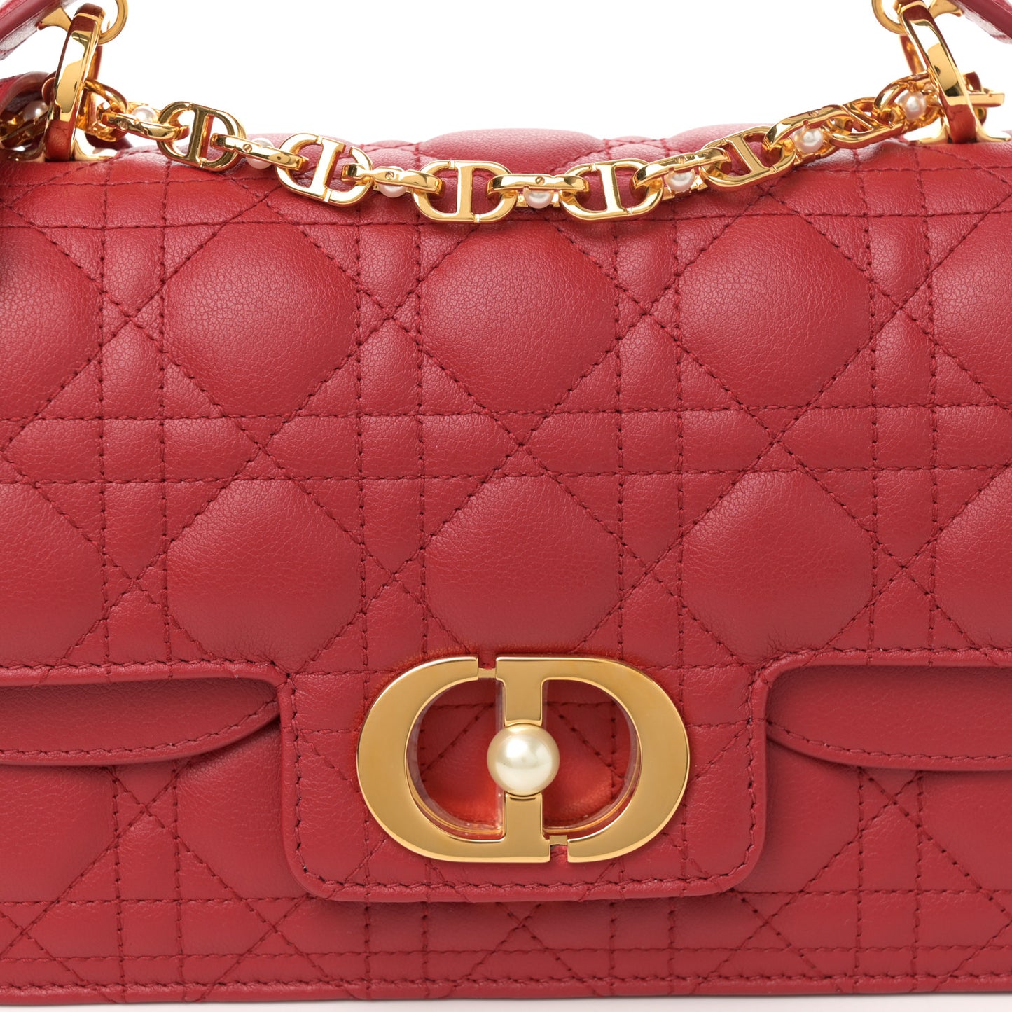 Lambskin Cannage Small Jolie Top Handle Bag Cherry Red