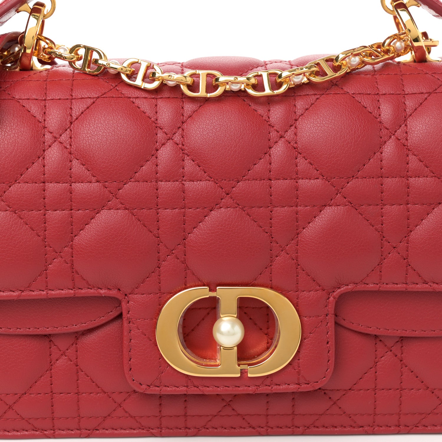 Christian Dior Lambskin Cannage Small Jolie Top Handle Bag Cherry Red 8 of 10