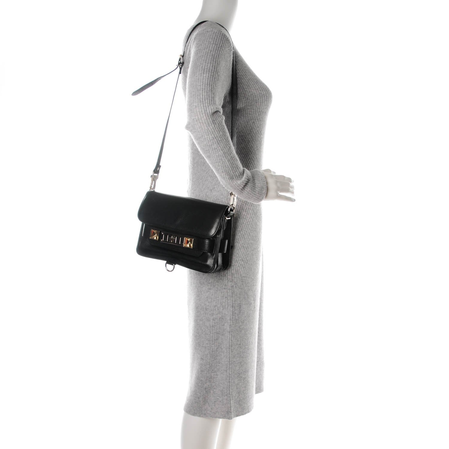 Proenza Schouler Textured Calfskin Mini PS11 Classic Shoulder Bag Black 2 of 7