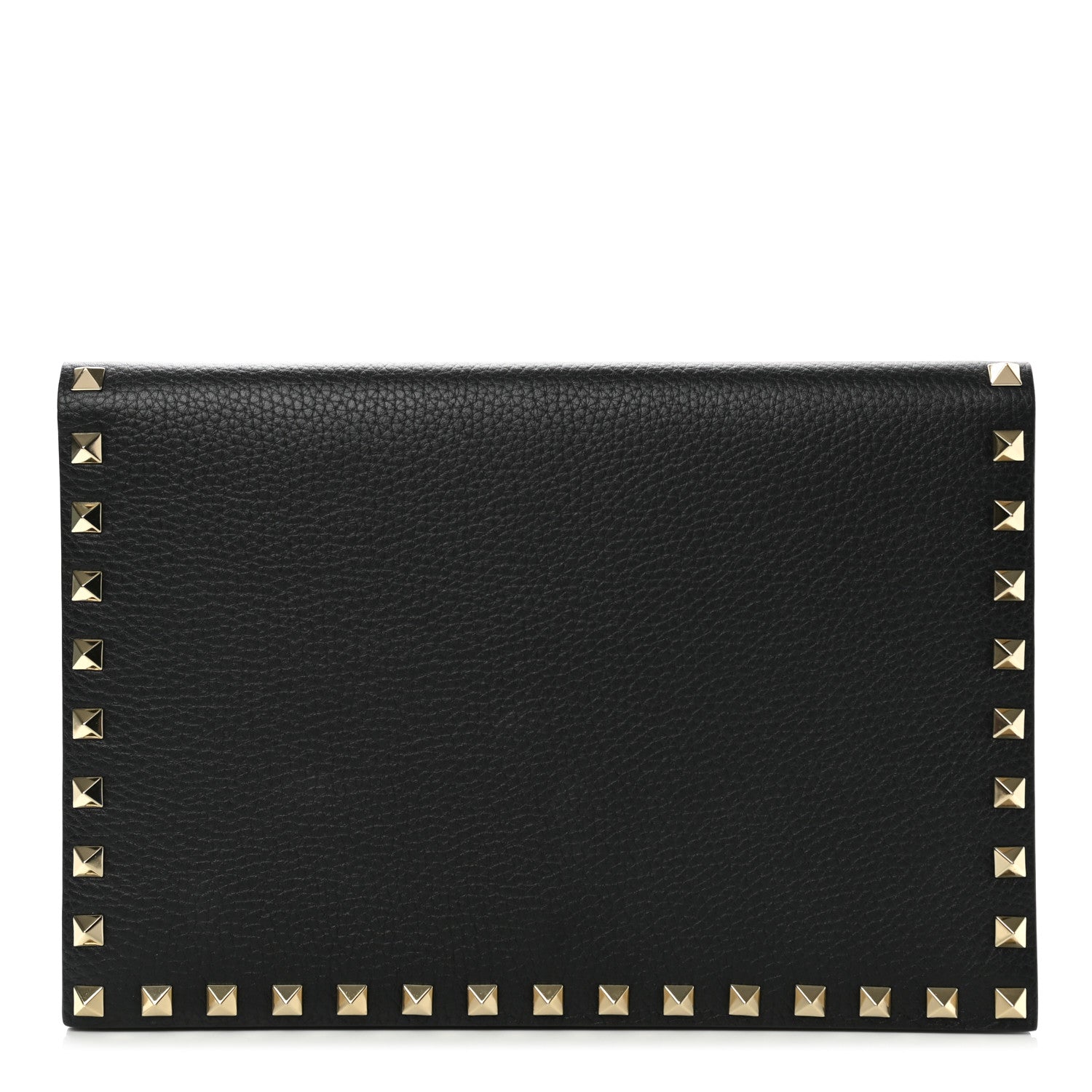 Valentino Garavani Pebbled Calfskin Rockstud Flap Clutch Black 1 of 9