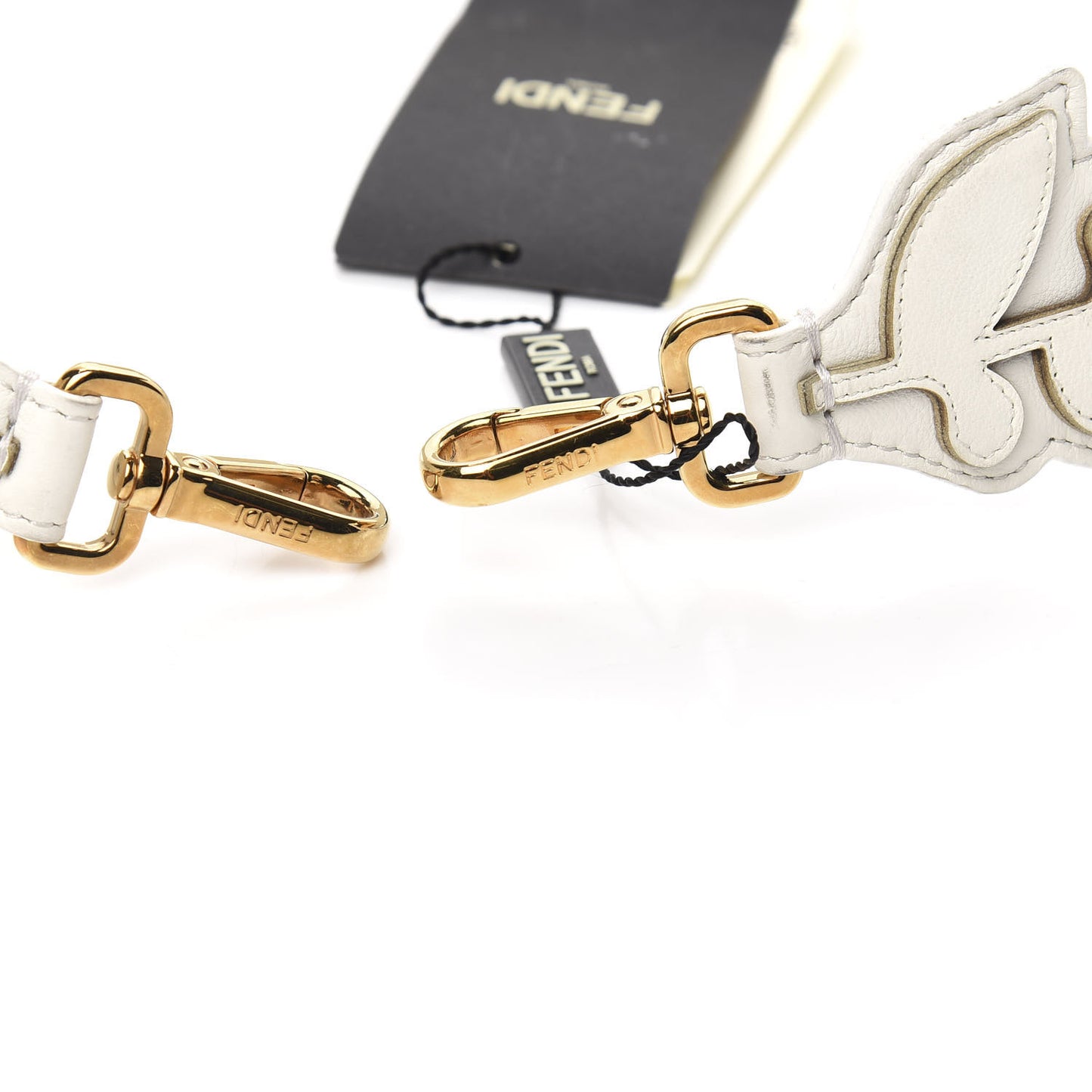 Vitello Dolce Floral Inlay Studded Strap You White