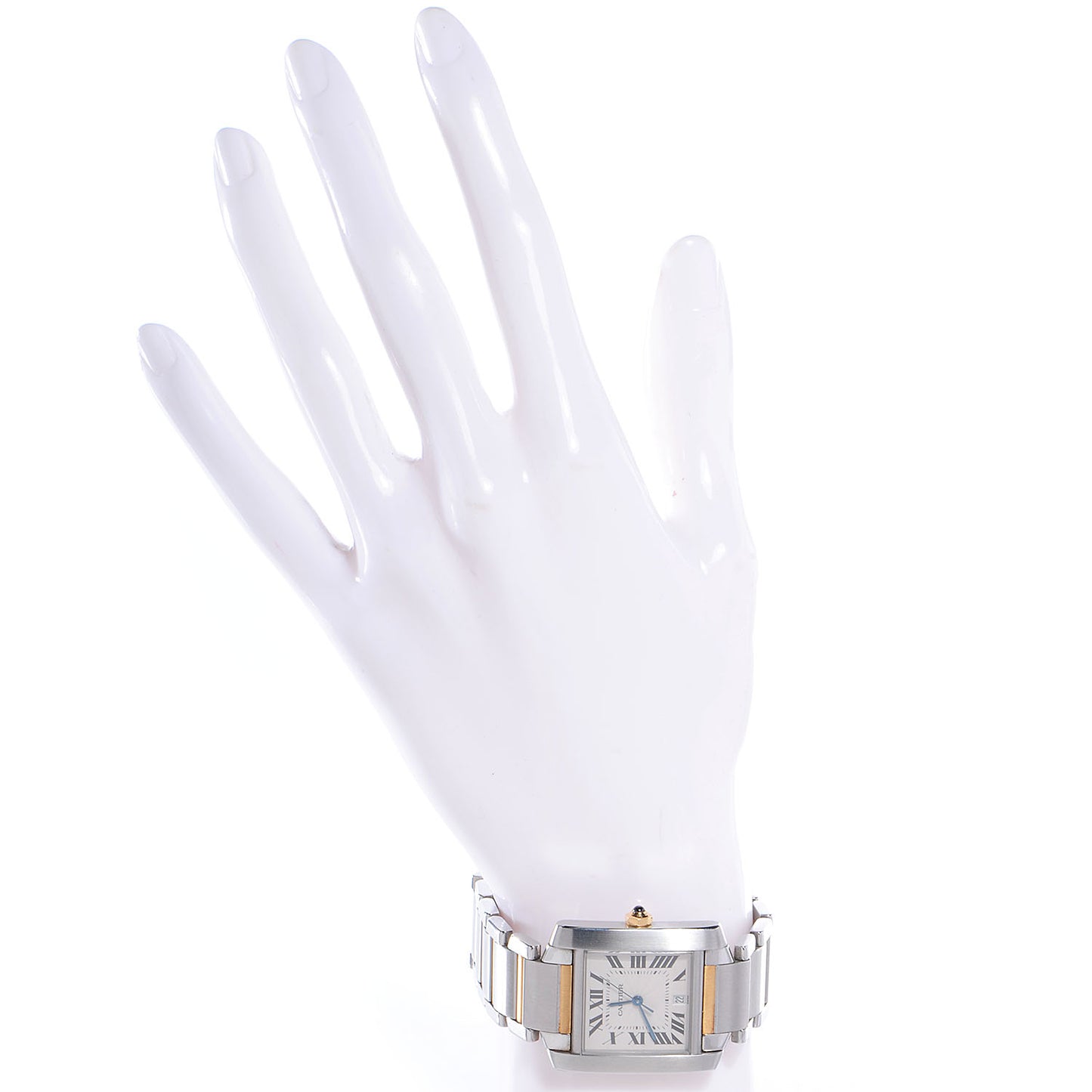 Stainless Steel 18K Yellow Gold 28mm Tank Francaise Automatic Watch