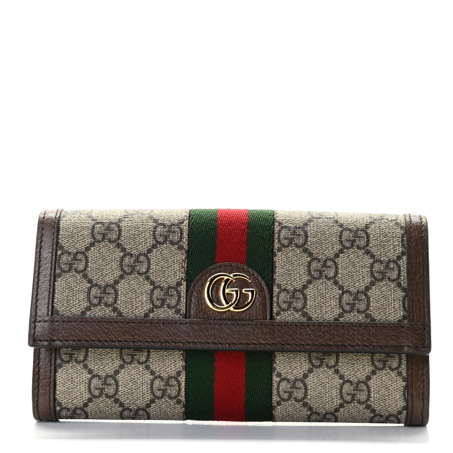 Gucci GG Supreme Monogram Web Ophidia Continental Wallet Brown 1 of 7