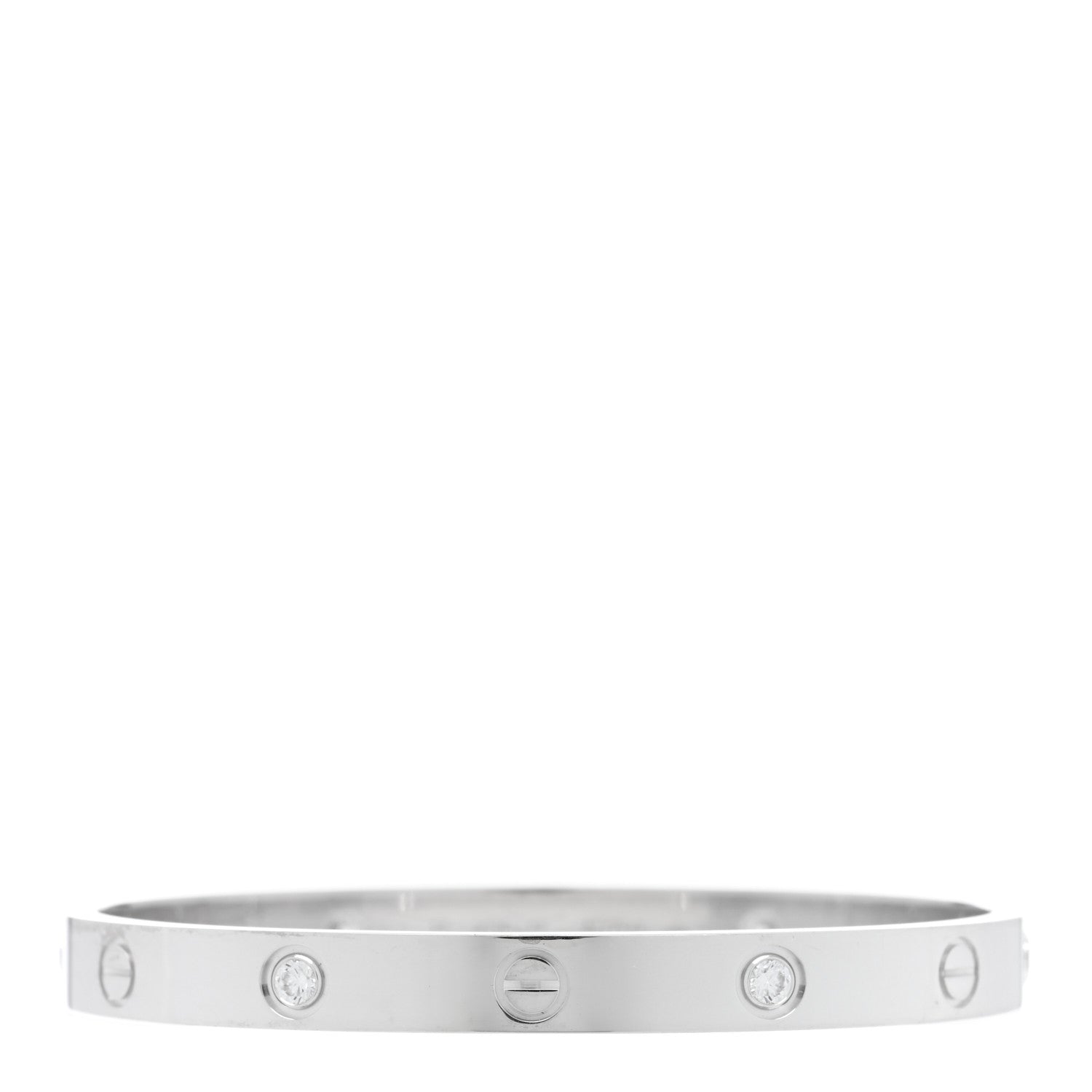 Cartier 18K White Gold 4 Diamond Love Bracelet 17 1 of 4