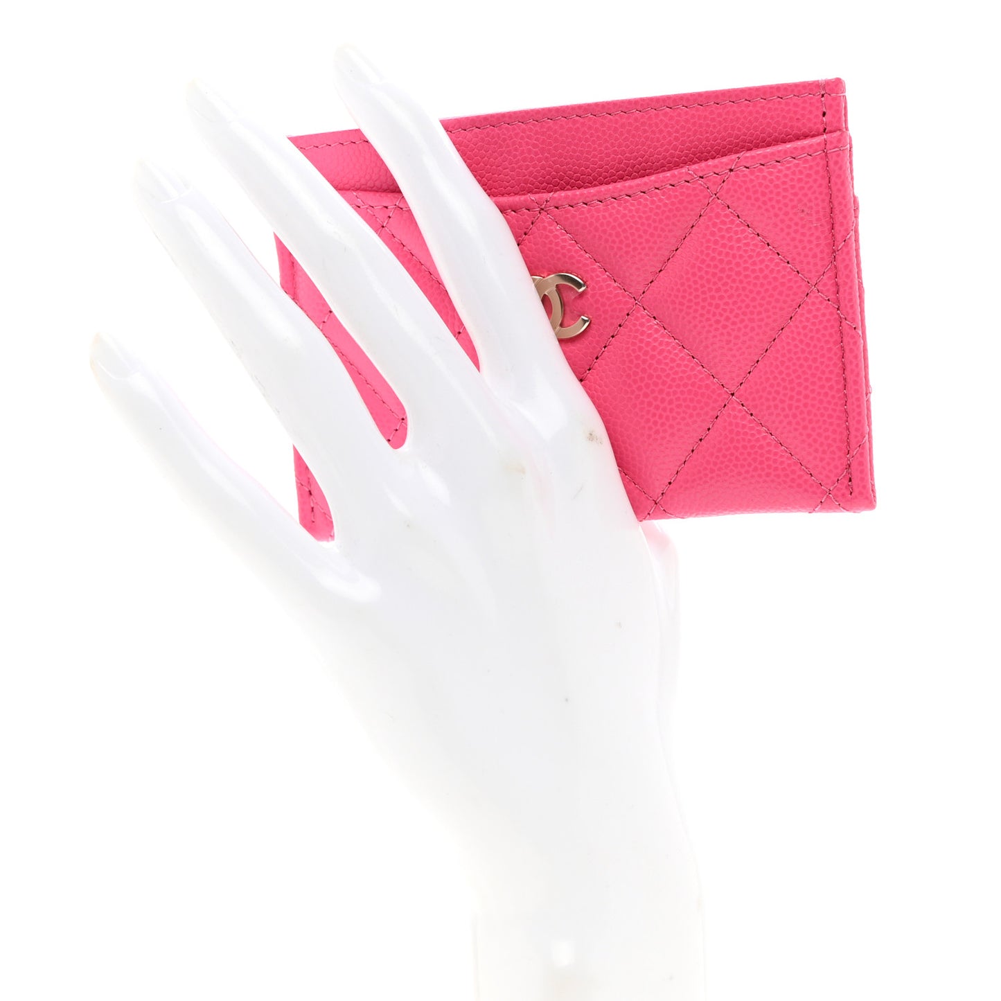Caviar Quilted Card Holder Pink