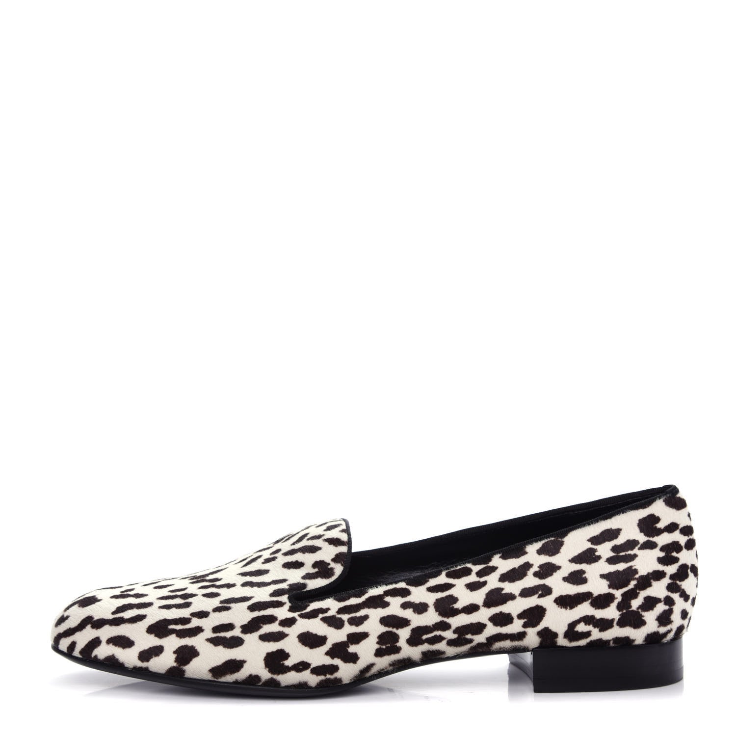 Saint Laurent Calfskin Calf Hair Corda Snow Leopard Slipper 38 Black White 1 of 11