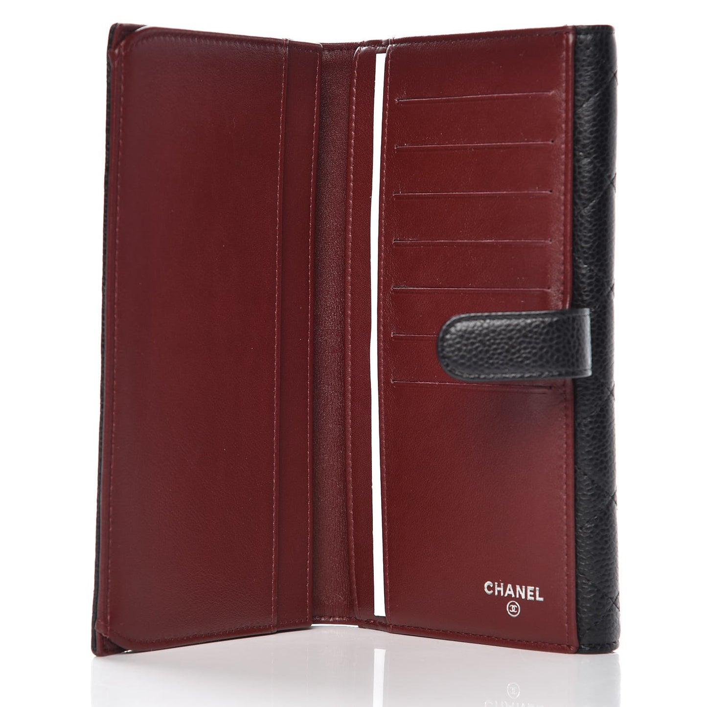 Caviar Quilted CC Long Double Wallet Black