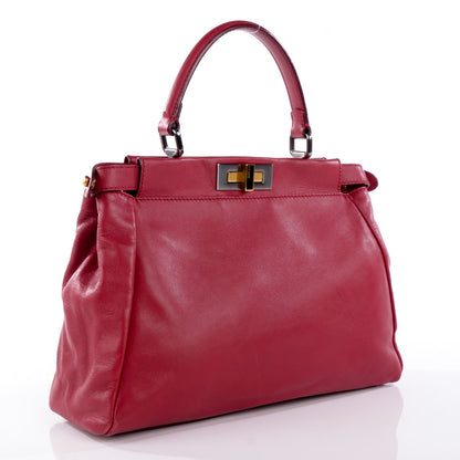 Fendi Vitello Suede Medium Peekaboo Iconic Satchel Rubino Peonia 3 of 16