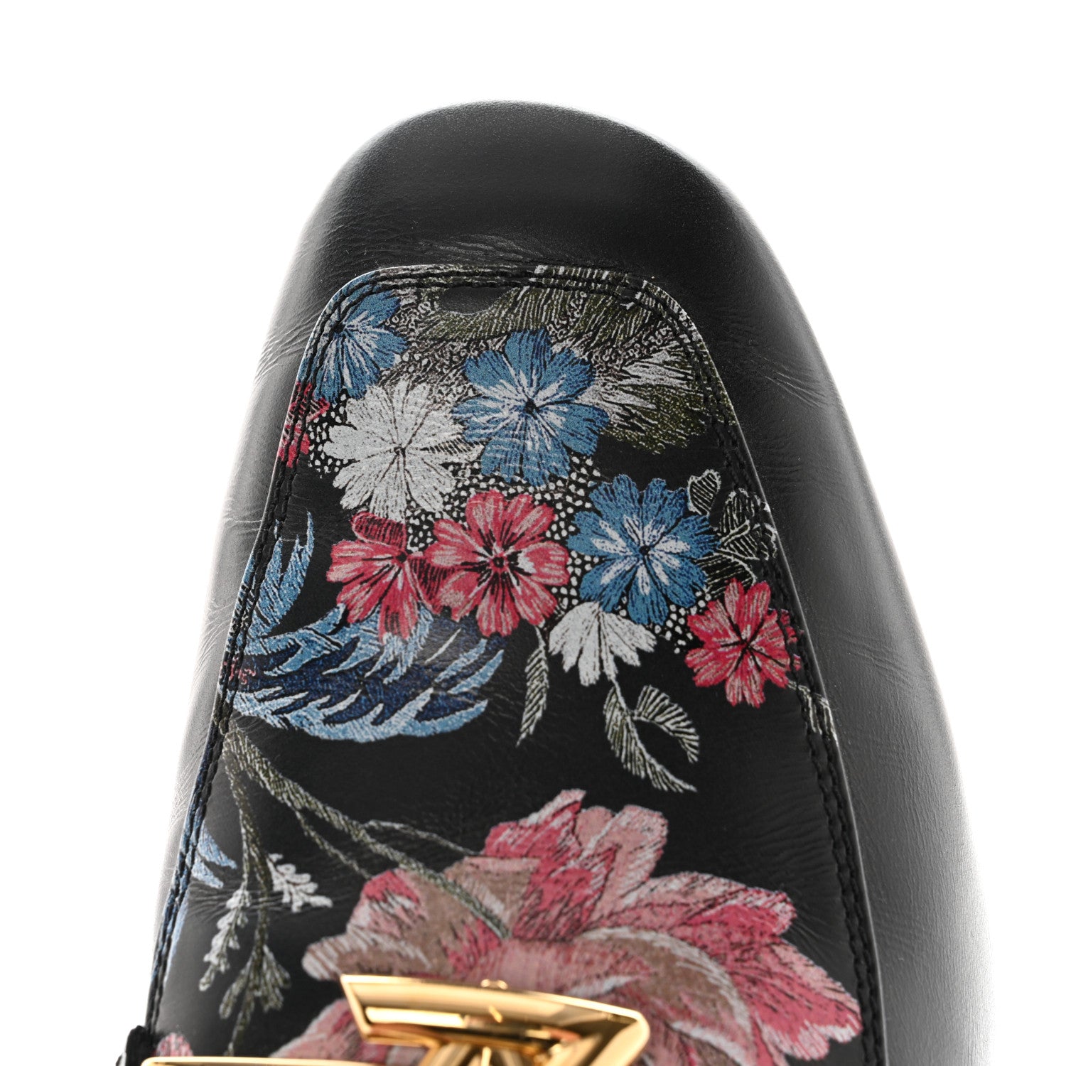 Louis Vuitton Calfskin Flowers Upper Case Flat Loafer 41 Black Multicolor 10 of 11