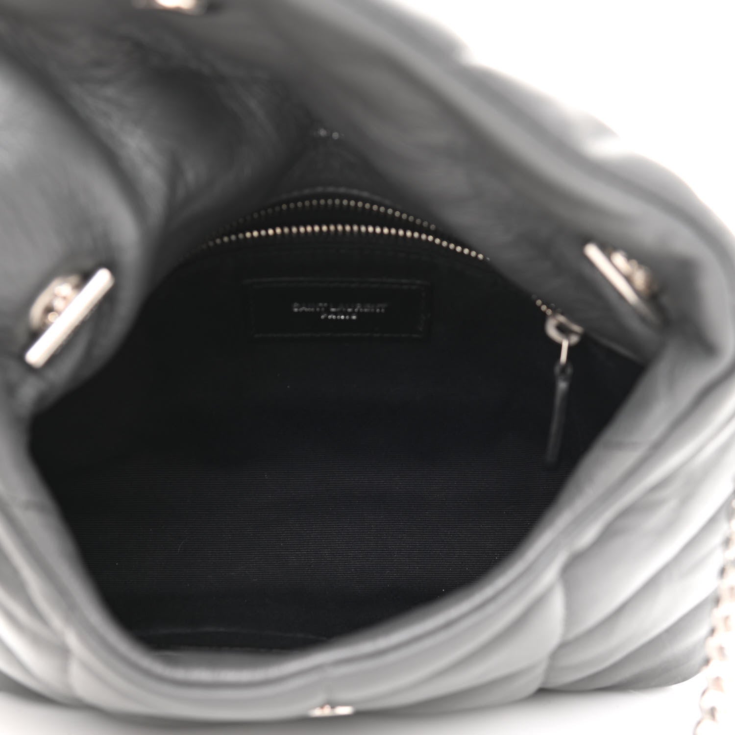 Saint Laurent Lambskin Quilted Toy Loulou Puffer Monogram Chain Satchel Storm 5 of 11