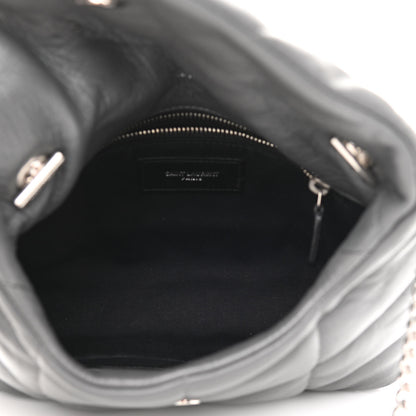 Saint Laurent Lambskin Quilted Toy Loulou Puffer Monogram Chain Satchel Storm 5 of 11