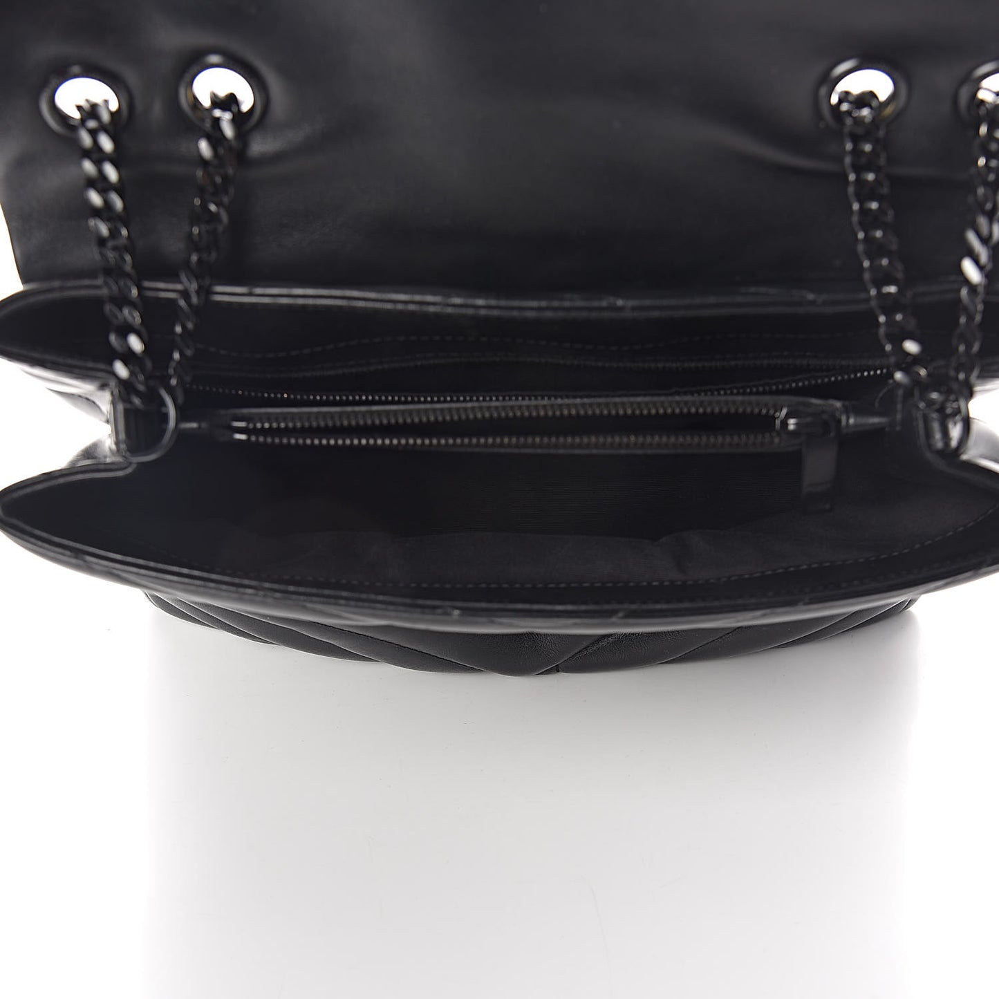 Calfskin Y Quilted Monogram Medium Loulou Chain Satchel Black