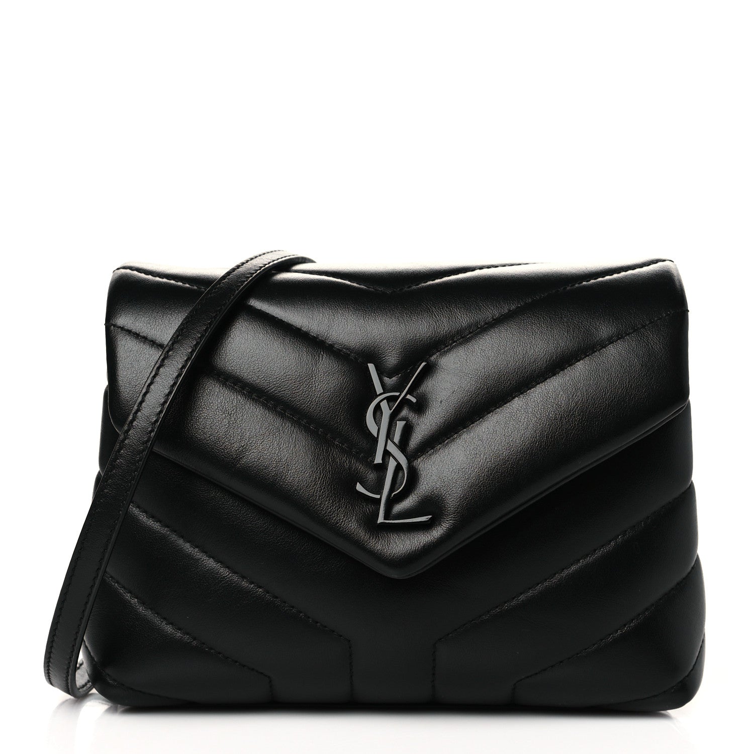 Saint Laurent Calfskin Y Quilted Monogram Toy Loulou Crossbody Bag Black 1 of 11