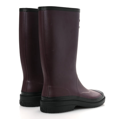 Chanel Caoutchouk CC High Boots 41 Dark Burgundy Black 5 of 14