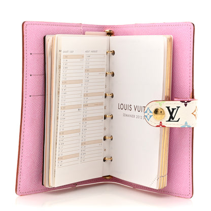 Louis Vuitton Monogram Multicolor Small Ring Agenda Cover White Litchi 5 of 6