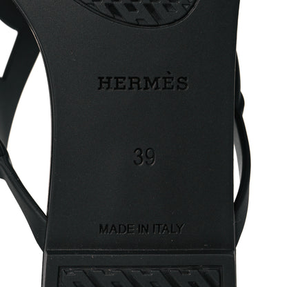 Hermes Rubber Womens Egerie Sandals 39 Black 6 of 8