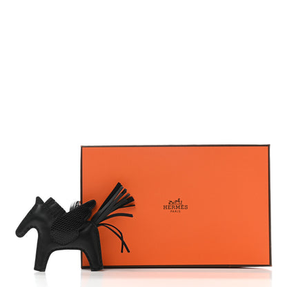 Hermes Milo Lambskin Lizard Touch Grigri Rodeo Pegase Horse Bag Charm PM So Black 5 of 5