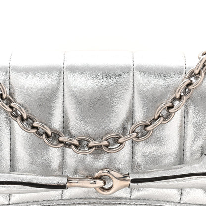 Gucci Metallic Nappa Vertical Matelasse Medium Maxi Horsebit Chain Shoulder Bag Silver 8 of 11