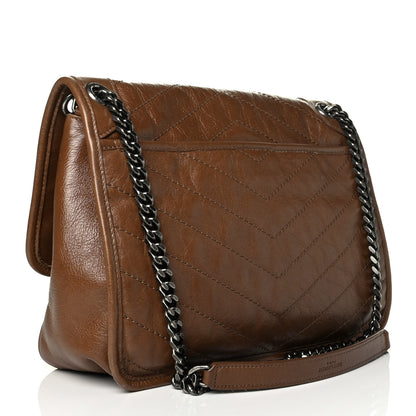 Saint Laurent Crinkled Calfskin Matelasse Monogram Medium Niki Chain Satchel Tan Brown 2 of 5