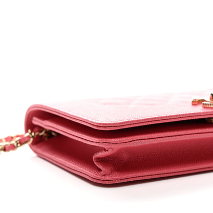 Chanel Caviar Quilted Vintage Mademoiselle Wallet On Chain WOC Dark Pink 10 of 11