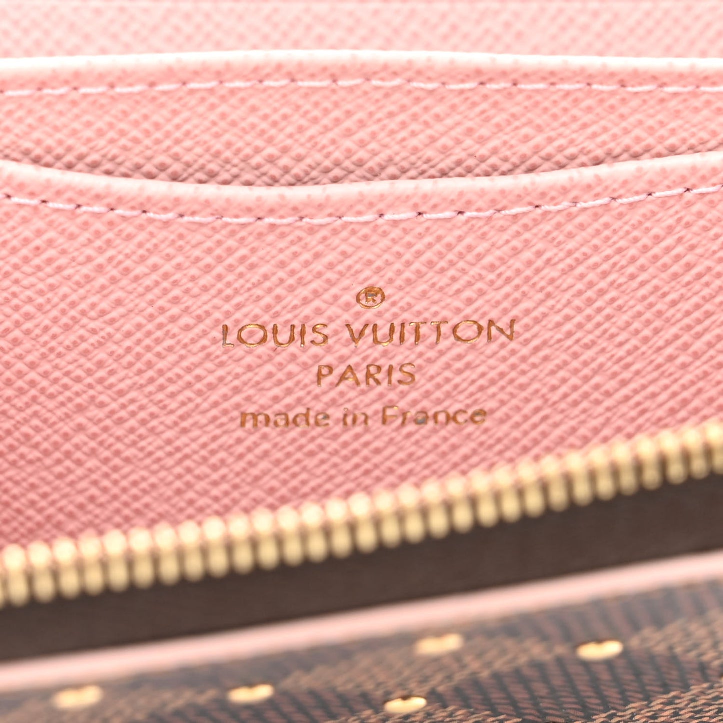 Damier Ebene Studded Zippy Coin Purse Rose Ballerine