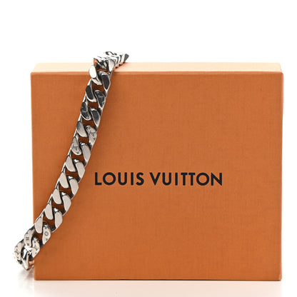 Louis Vuitton Metal Monogram Etched LV Chain Links Necklace Silver 7 of 7